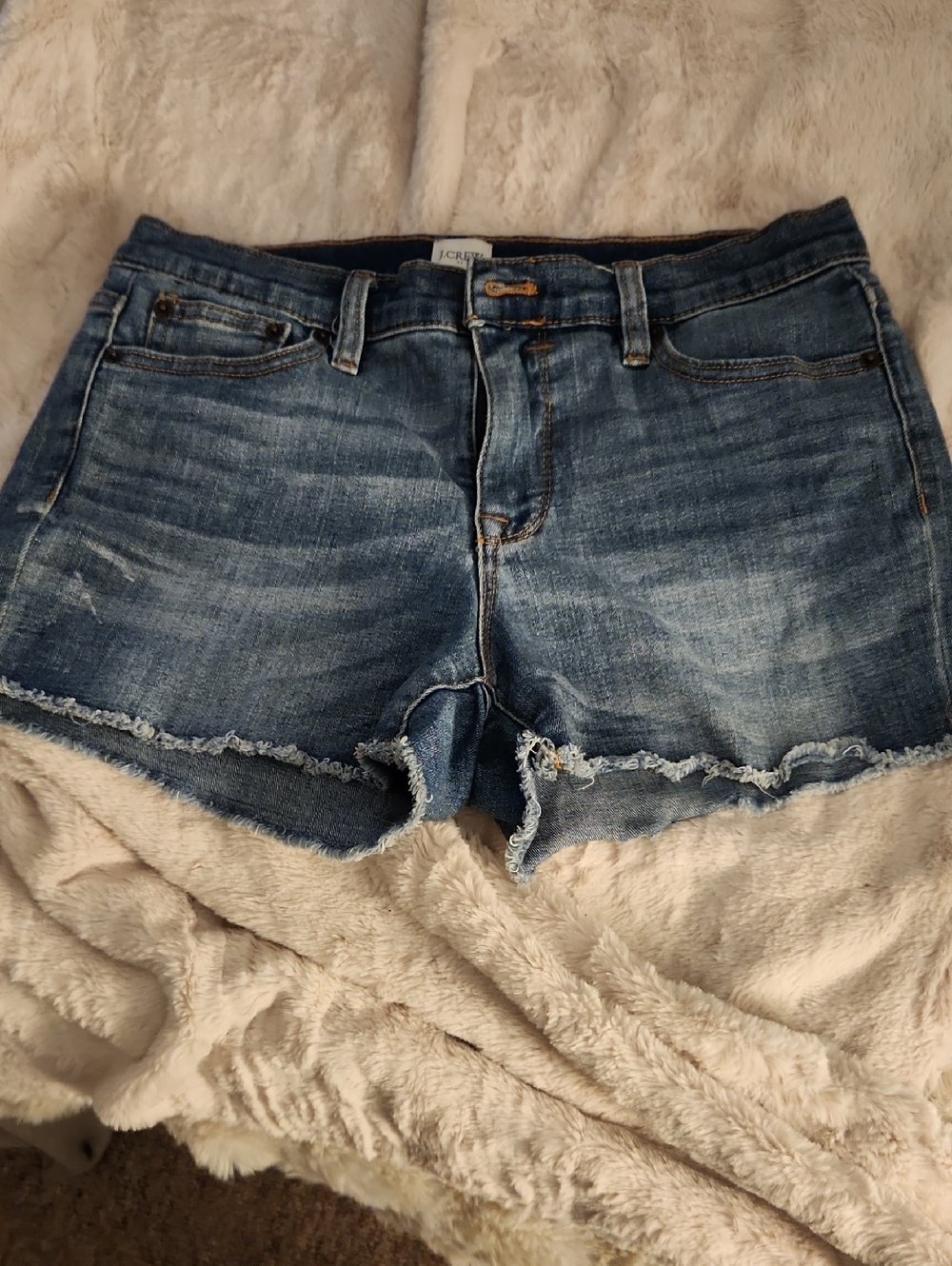 J. Crew Raw-Hem Midrise Denim Shorts in Blue